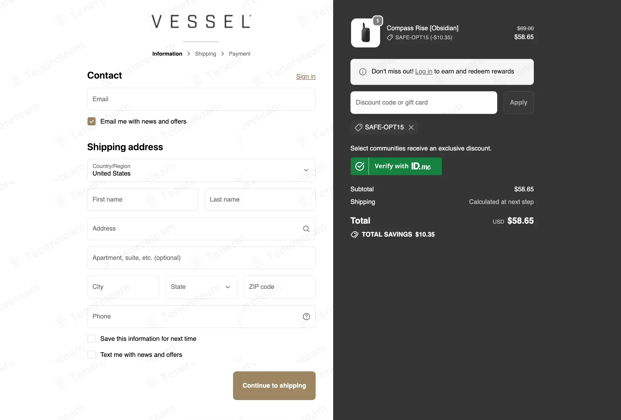 Vessel Brand coupon code: 15% off with SAFE-OPT15. Tested and valid as 2 weeks ago.