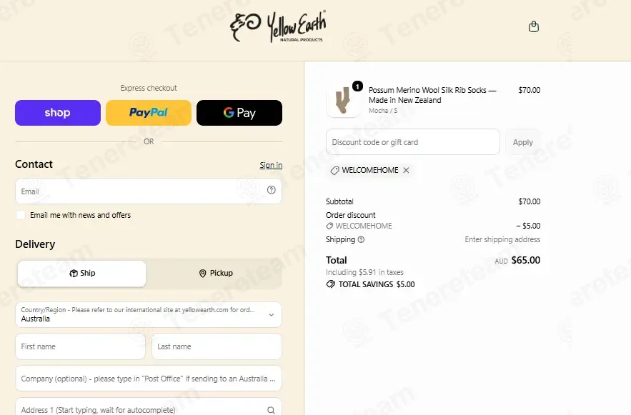 Yellow Earth Australia coupon code: $5 off with WELCOMEHOME. Tested and valid as 2 days ago.