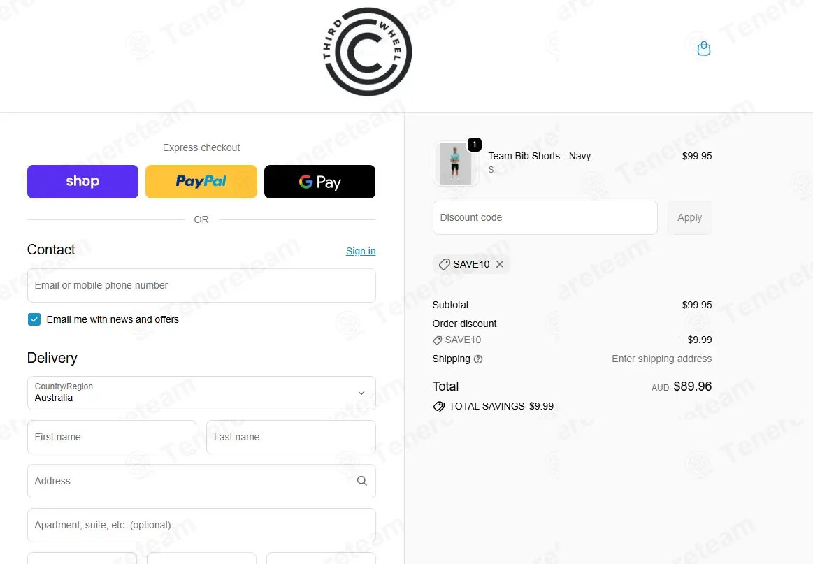 Third Wheel Cycling coupon code: 10% off with SAVE10. Tested and valid as 2 weeks ago.