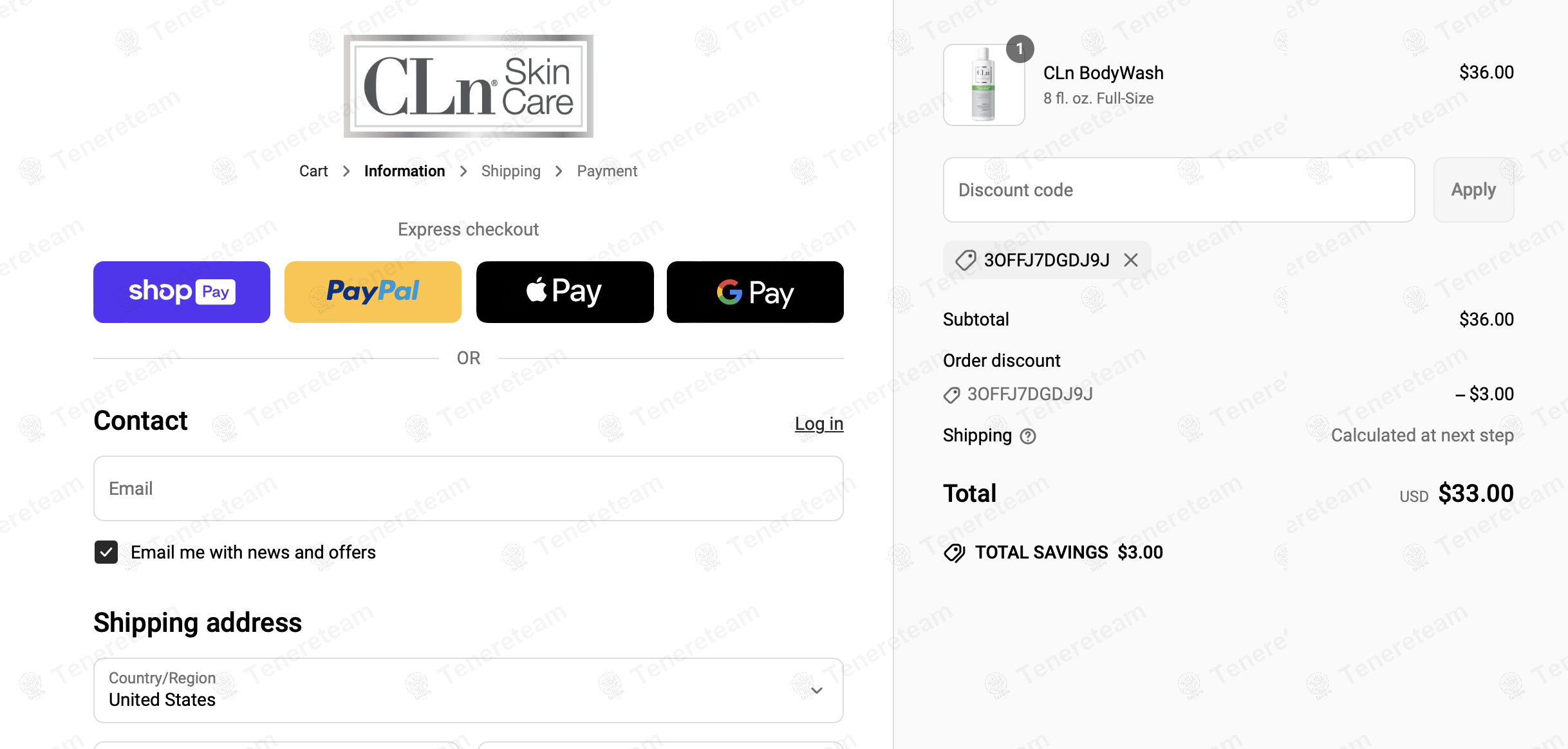 Cln Skin Care coupon code: $3 off with 3OFFJ7DGDJ9J. Tested and valid as 1 year ago.