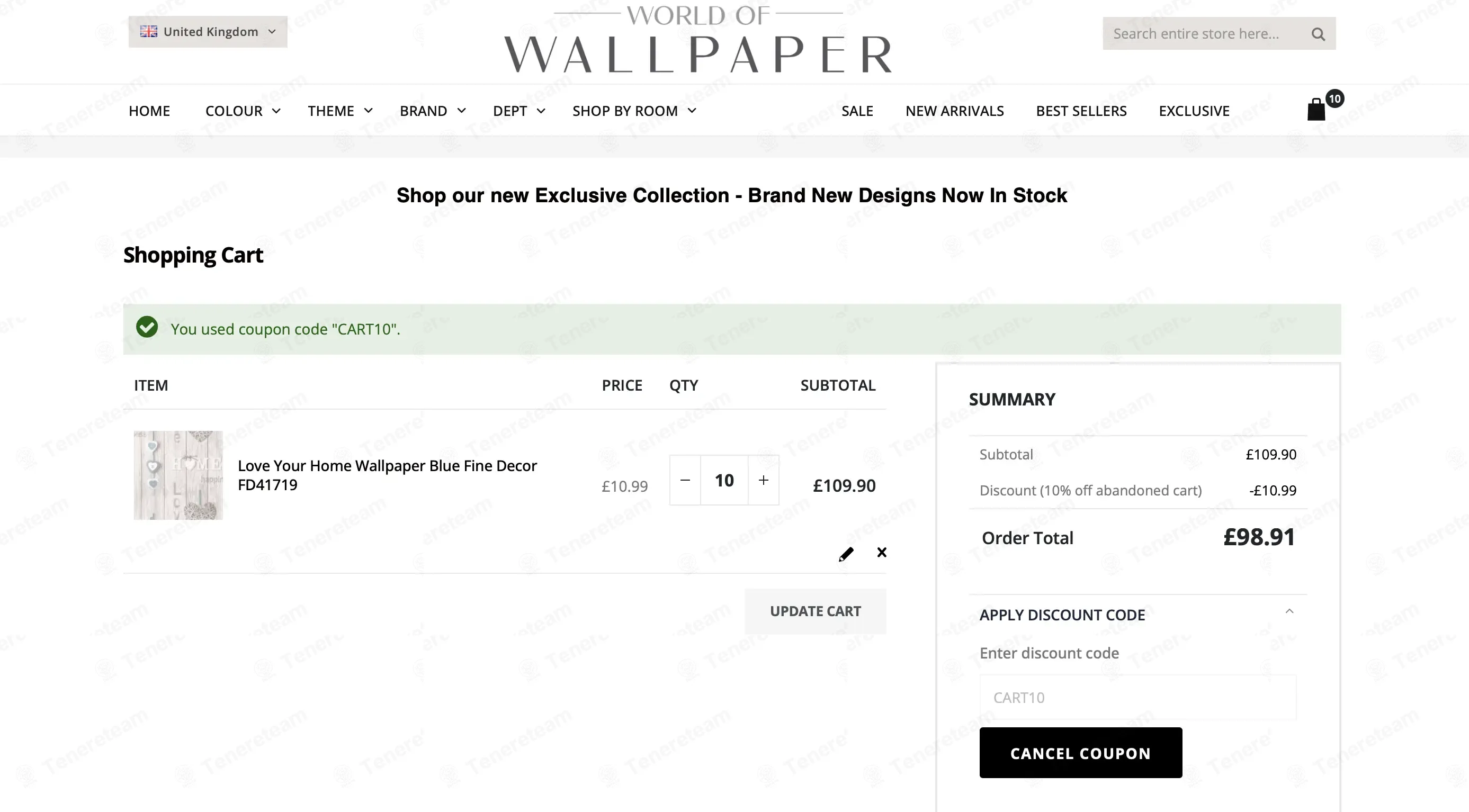 World Of Wallpaper coupon code: 10% off with CART10. Tested and valid as 1 month ago.