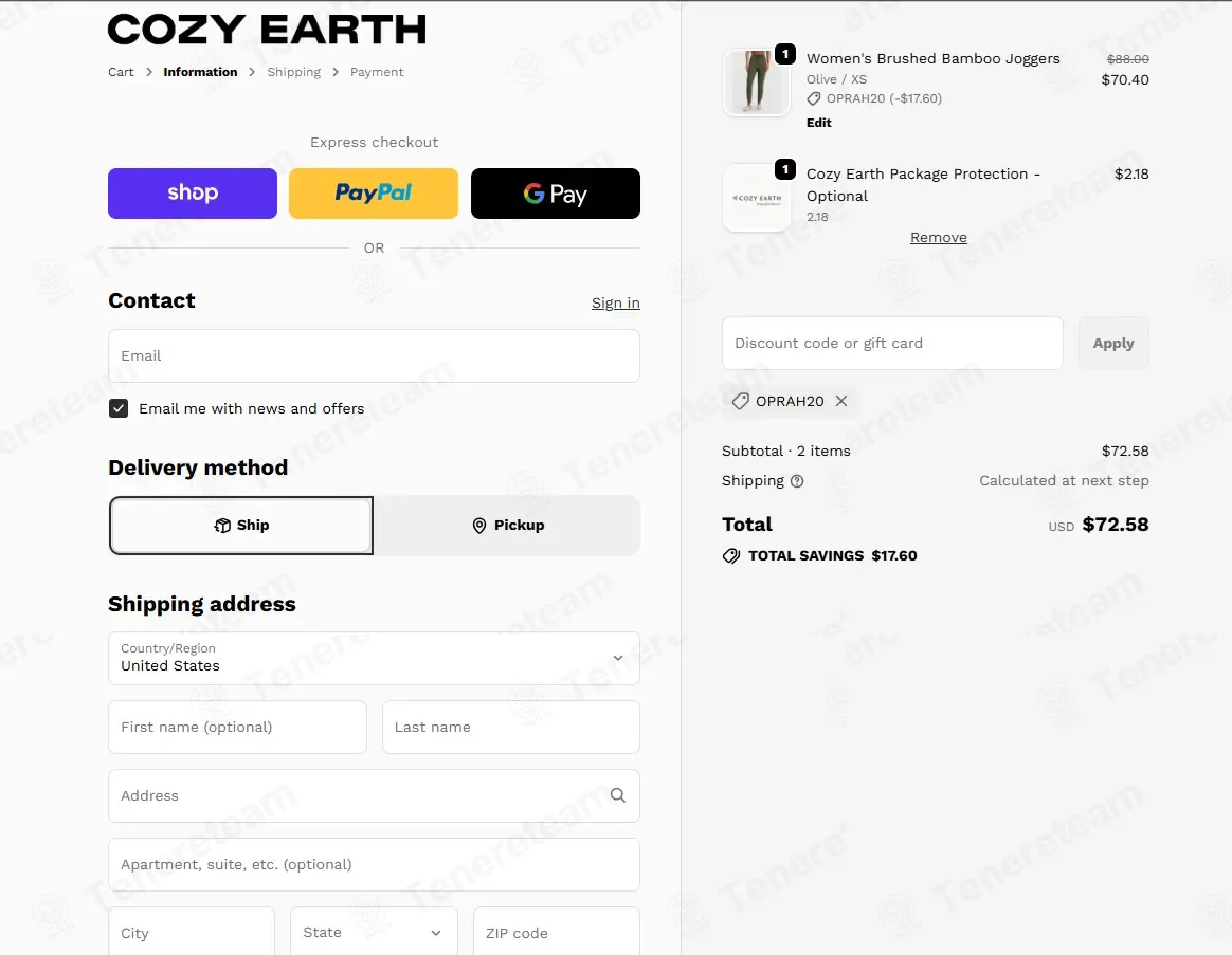 Cozy Earth coupon code: 20% off with OPRAH20. Tested and valid as 6 days ago.