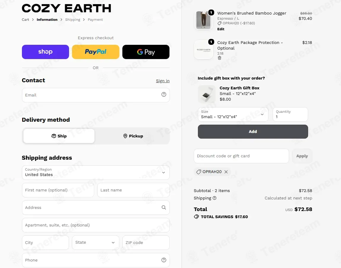 Cozy Earth coupon code: 20% off with OPRAH20. Tested and valid as 6 days ago.