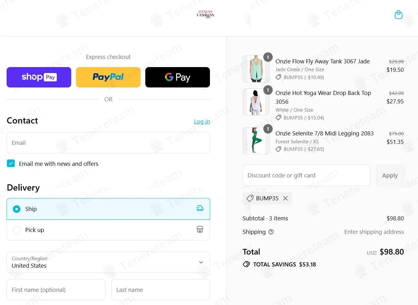 Fitness Fashions coupon code: 35% off with BUMP35. Tested and valid as 10 months ago.