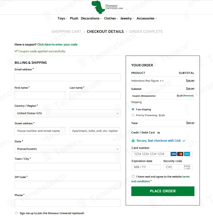 Dinosaur Universe coupon code: 15% off with DINOSAUCOM22. Tested and valid as 1 month ago.