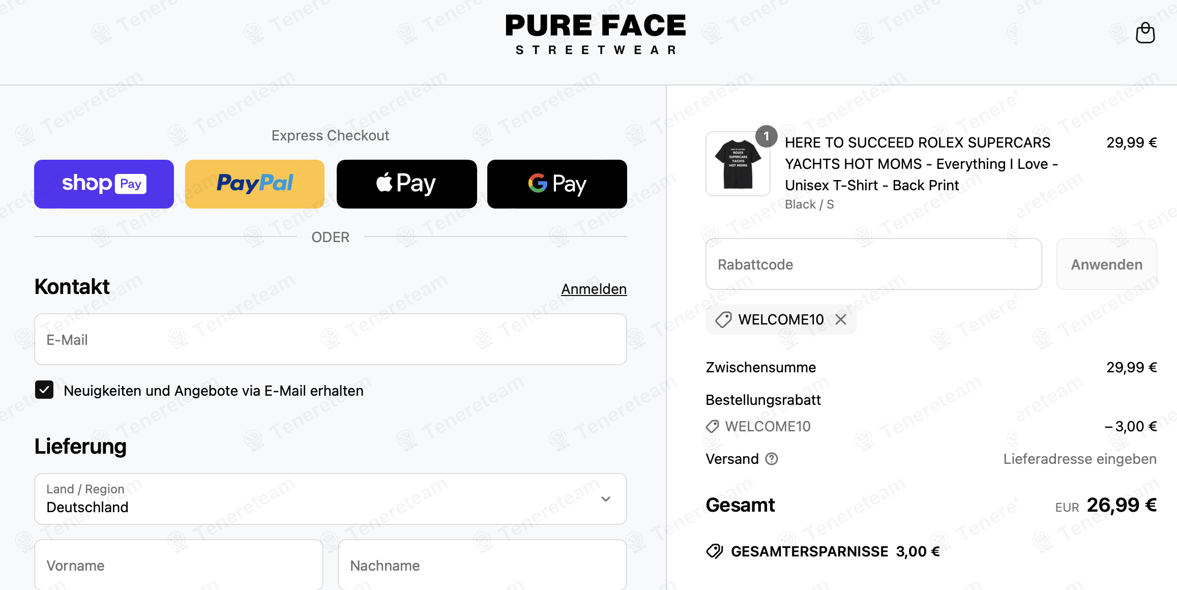 Pure Face Streetwear coupon code: 10% off with WELCOME10. Tested and valid as 1 year ago.