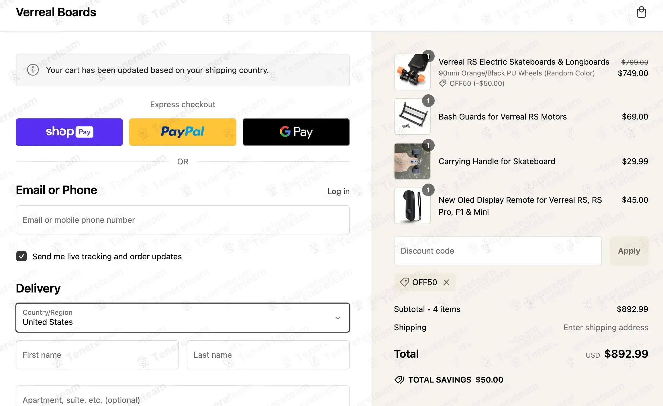Verreal Electric Skateboards coupon code: $50 off with OFF50. Tested and valid as 2 weeks ago.