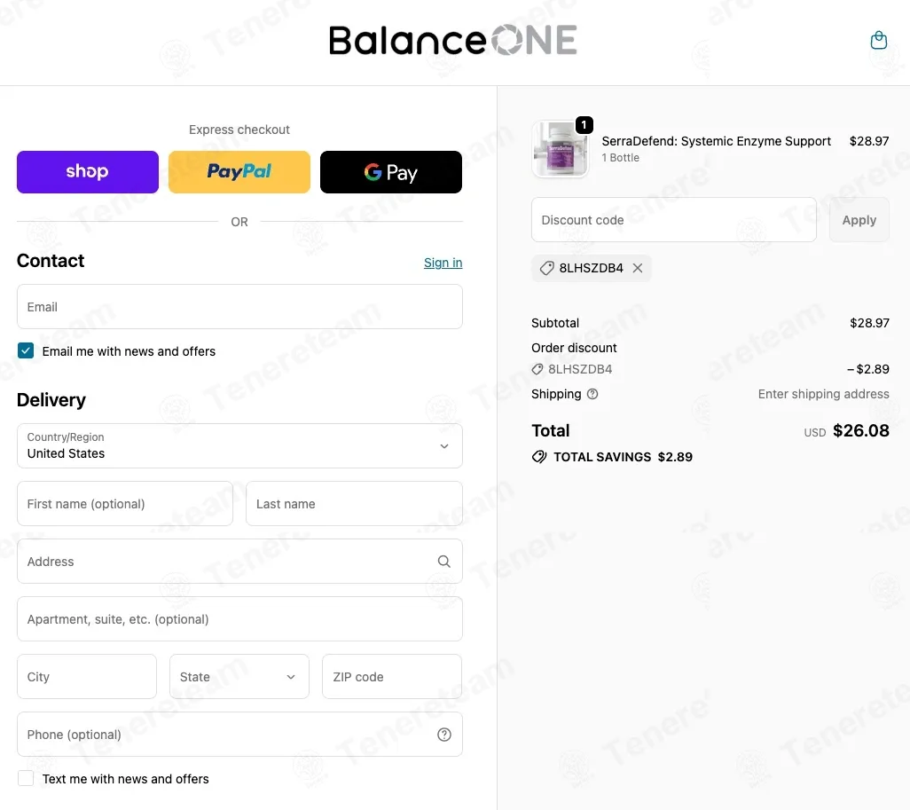 Balance ONE coupon code: 10% off with 8LHSZDB4. Tested and valid as 2 months ago.