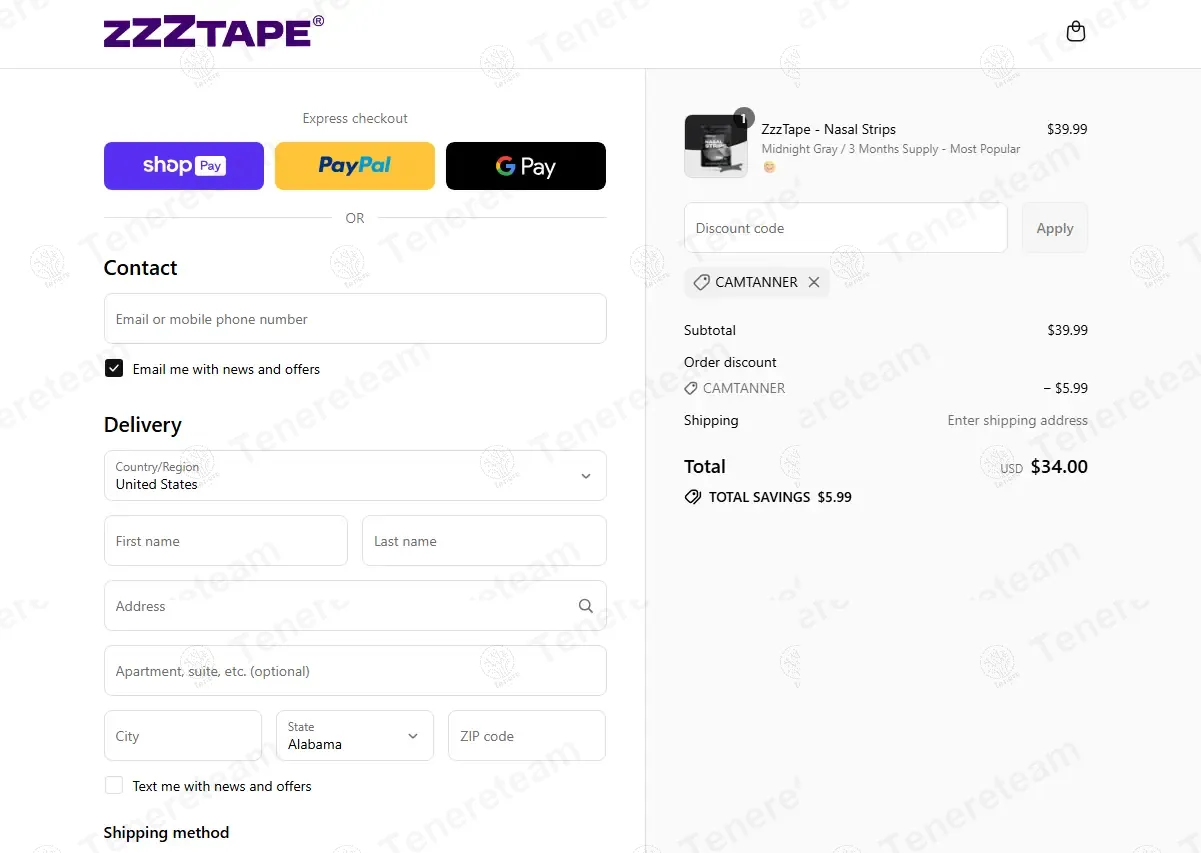 ZzzTape coupon code: 15% off with CAMTANNER. Tested and valid as 10 months ago.