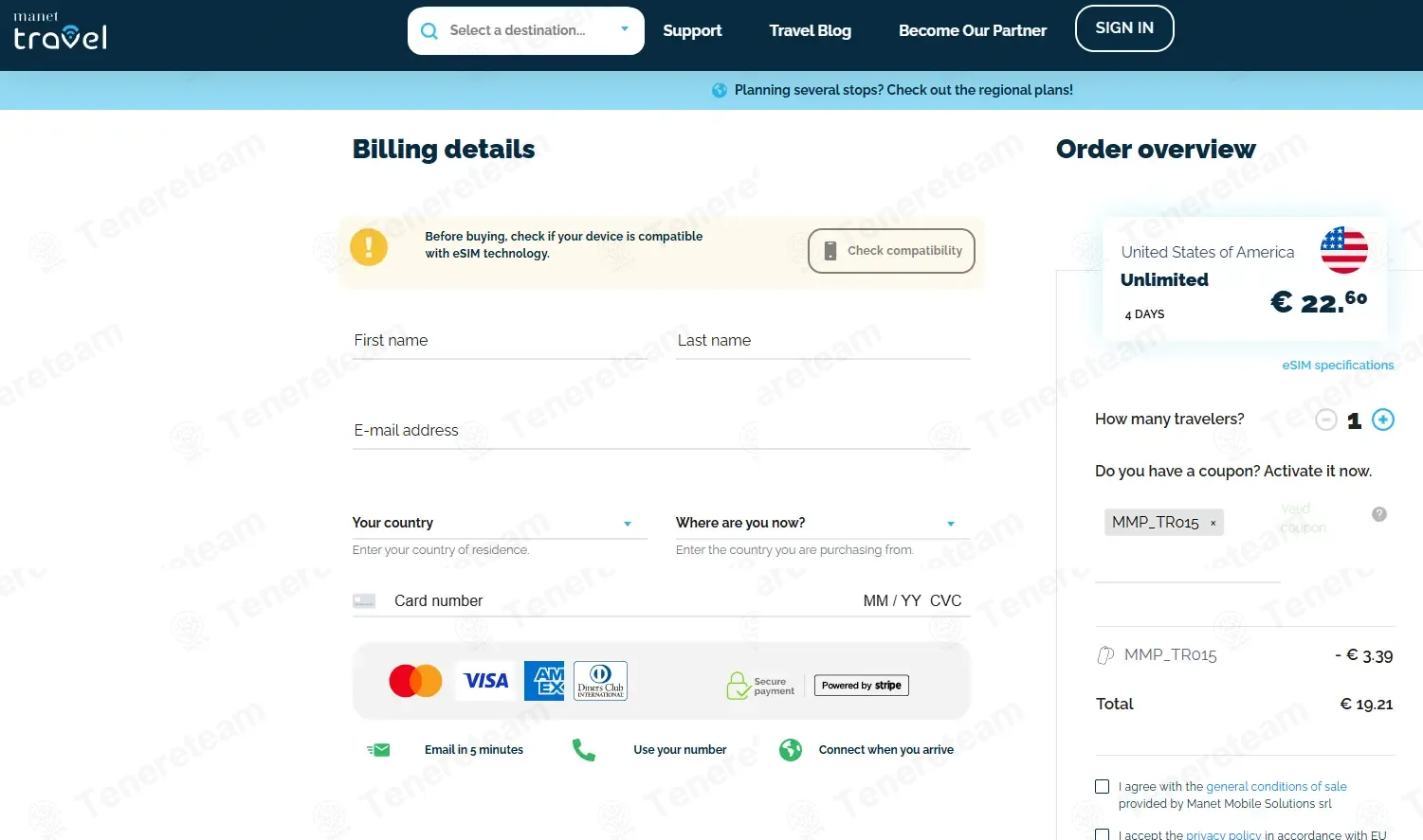 Manet Travel coupon code: 15% off with MMP_TR015. Tested and valid as 2 weeks ago.