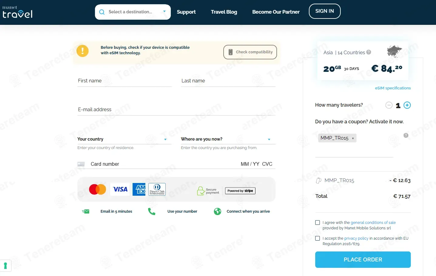 Manet Travel coupon code: 15% off with MMP_TR015. Tested and valid as 2 weeks ago.