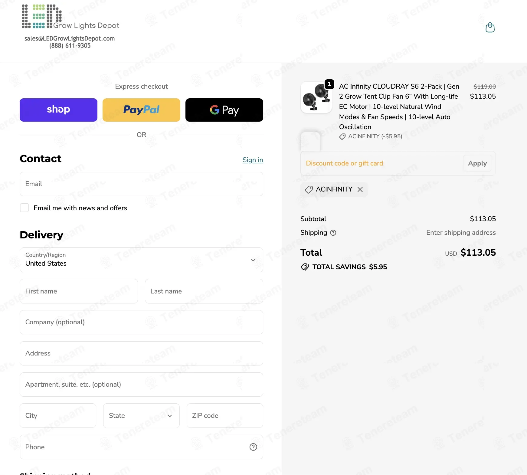 LED Grow Lights Depot coupon code: 5% off with ACINFINITY. Tested and valid as 1 month ago.