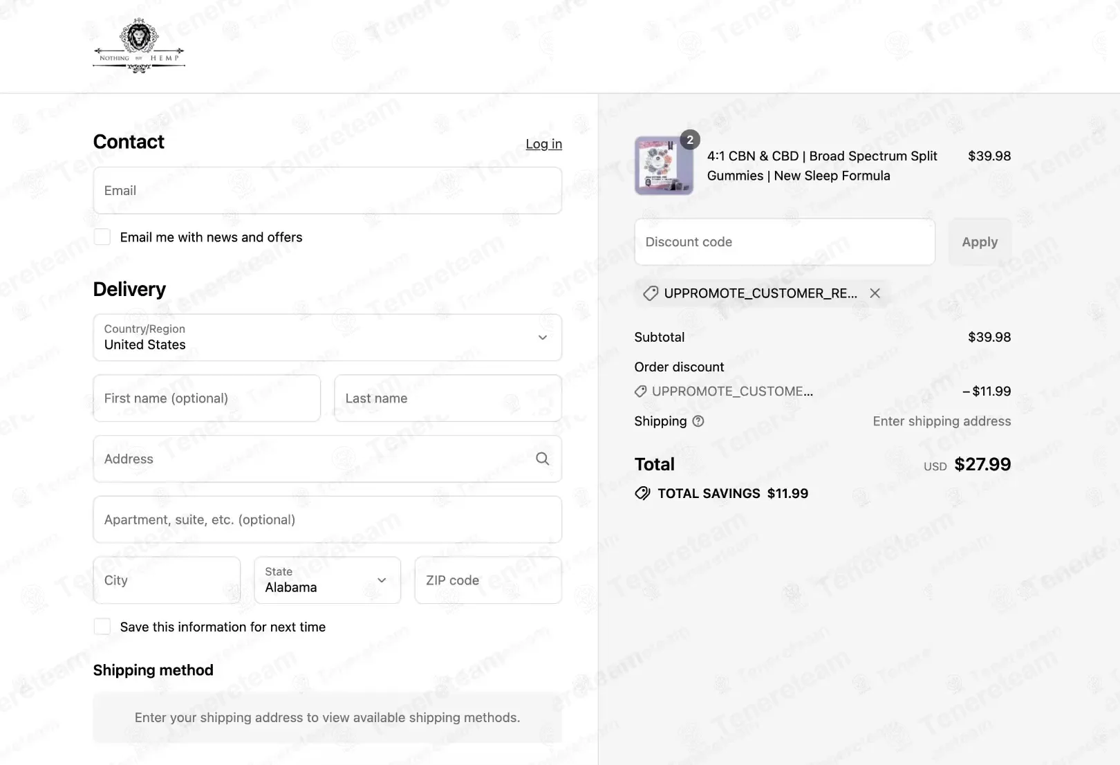 Nothing But Hemp coupon code: 30% off with UPPROMOTE_CUSTOMER_REFERRAL. Tested and valid as 2 months ago.