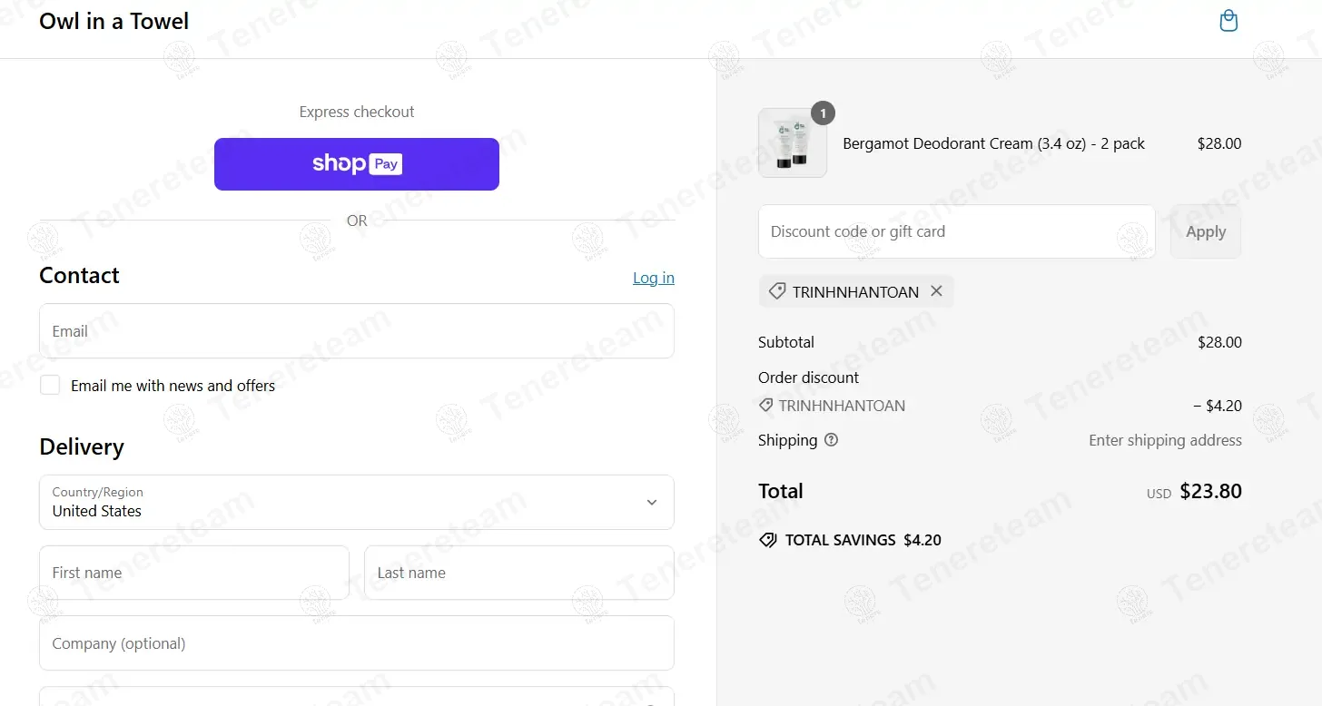 Owl In A Towel coupon code: 15% off with TRINHNHANTOAN. Tested and valid as 1 year ago.