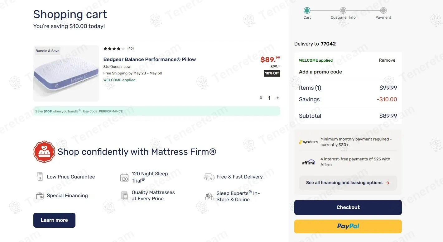 Mattress Firm coupon code: 10% off with WELCOME. Tested and valid as 1 year ago.