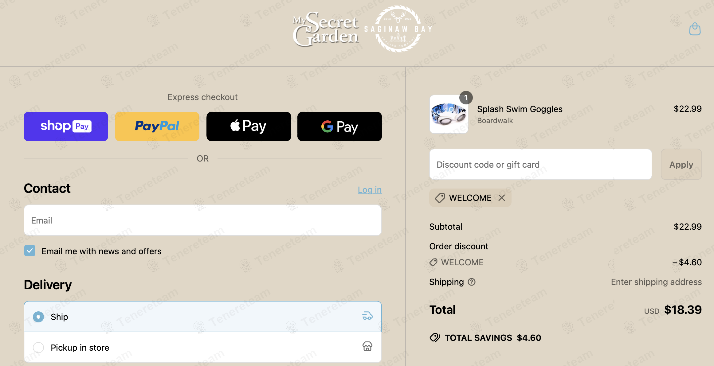 My Secret Garden coupon code: 20% off with WELCOME. Tested and valid as 1 year ago.