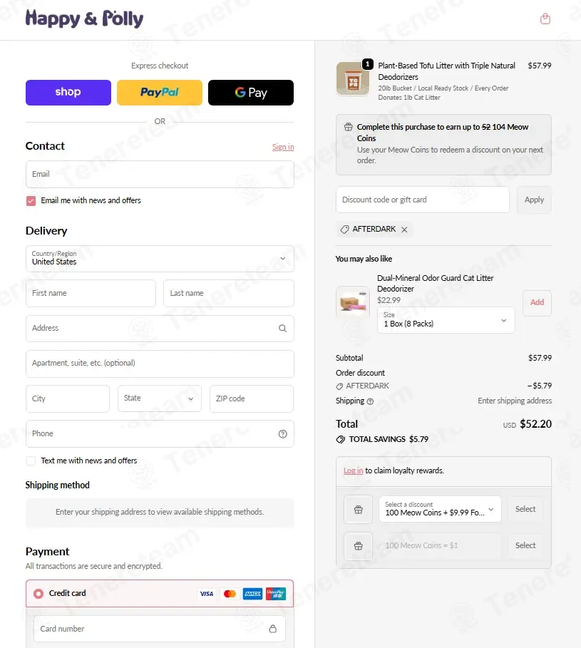 Happy And Polly coupon code: 10% off with AFTERDARK. Tested and valid as 3 weeks ago.