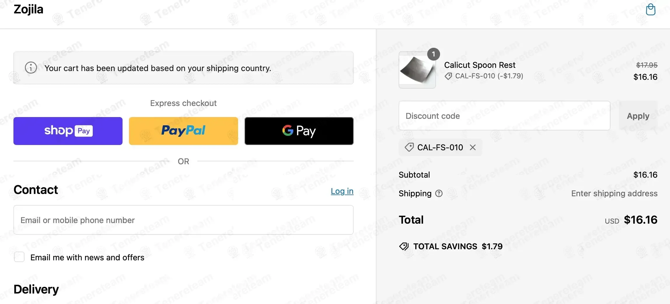 Zojila coupon code: 10% off with CAL-FS-010. Tested and valid as 2 months ago.