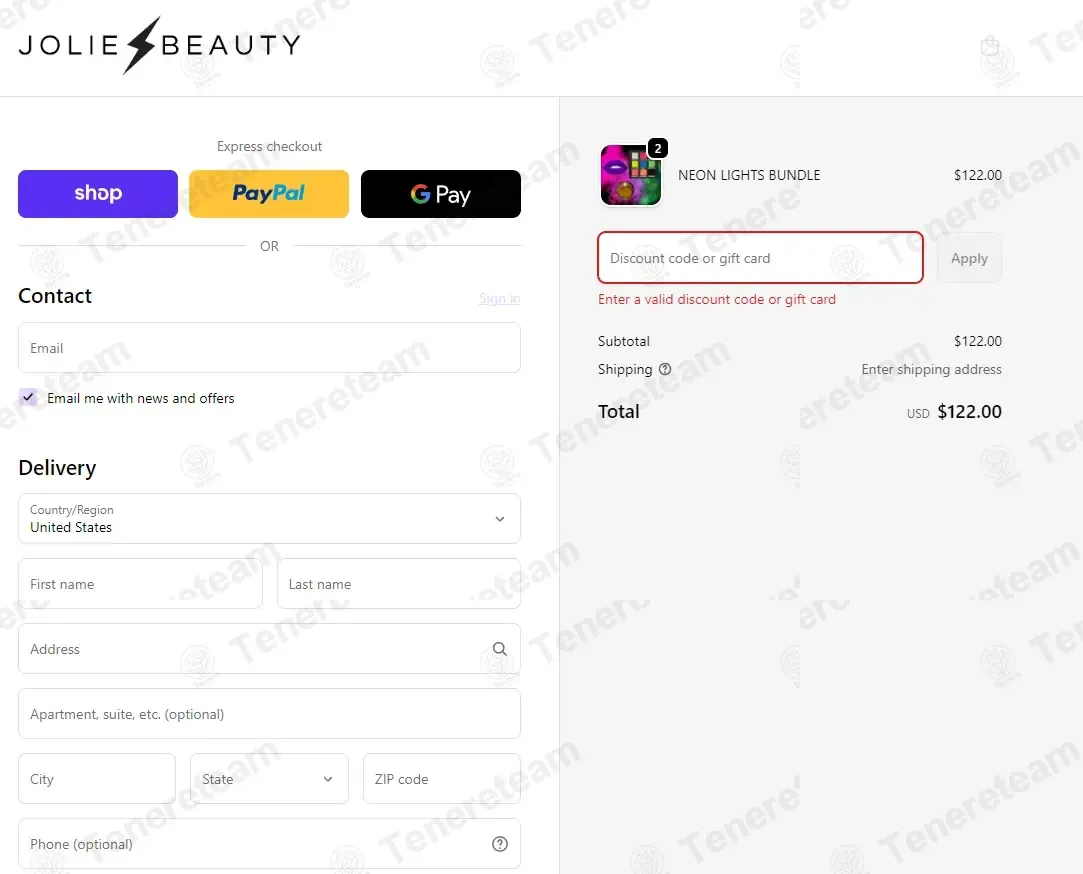 Jolie Beauty apply coupon code