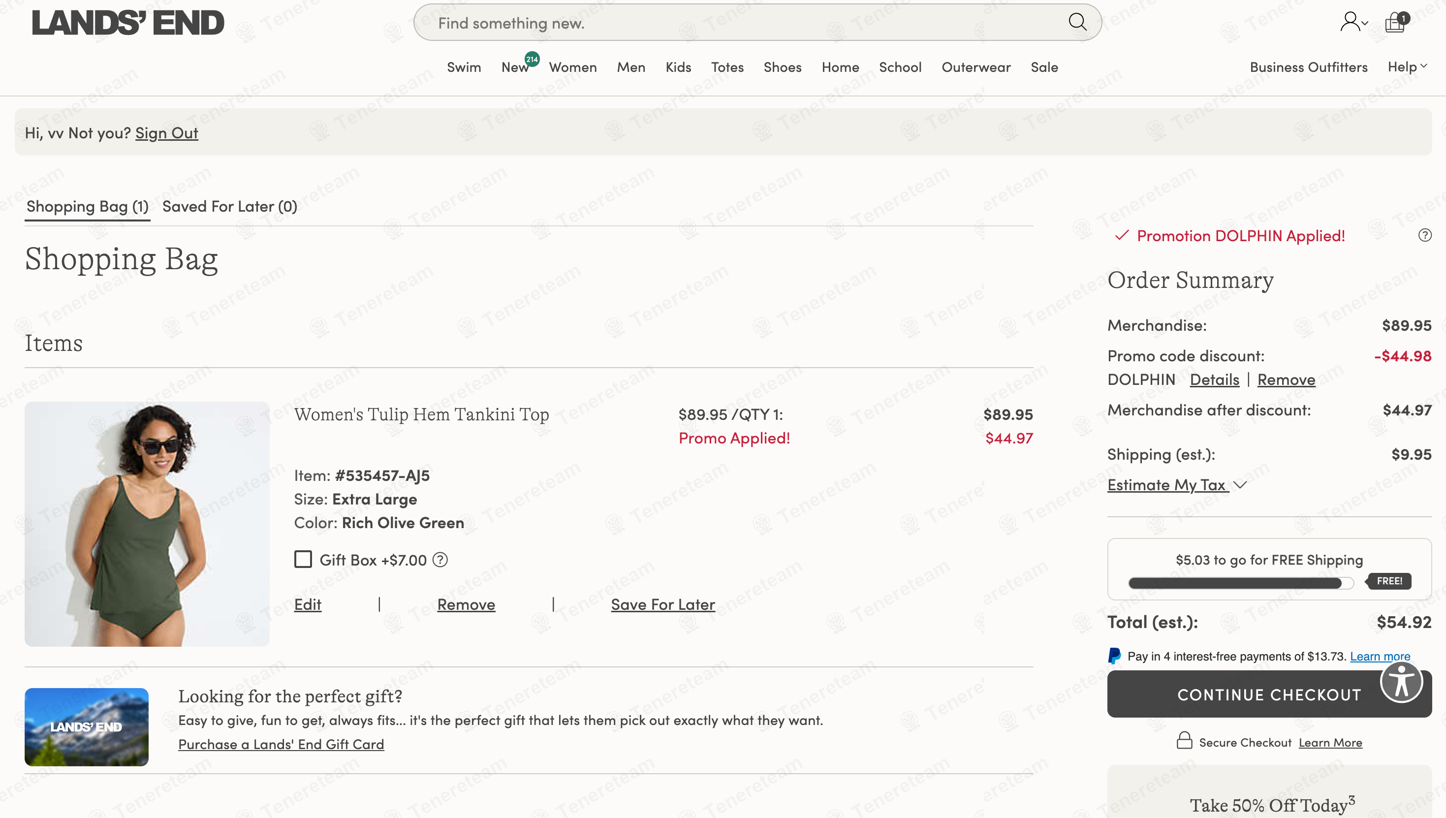 Lands' End coupon code: 50% off with DOLPHIN. Tested and valid as 1 year ago.