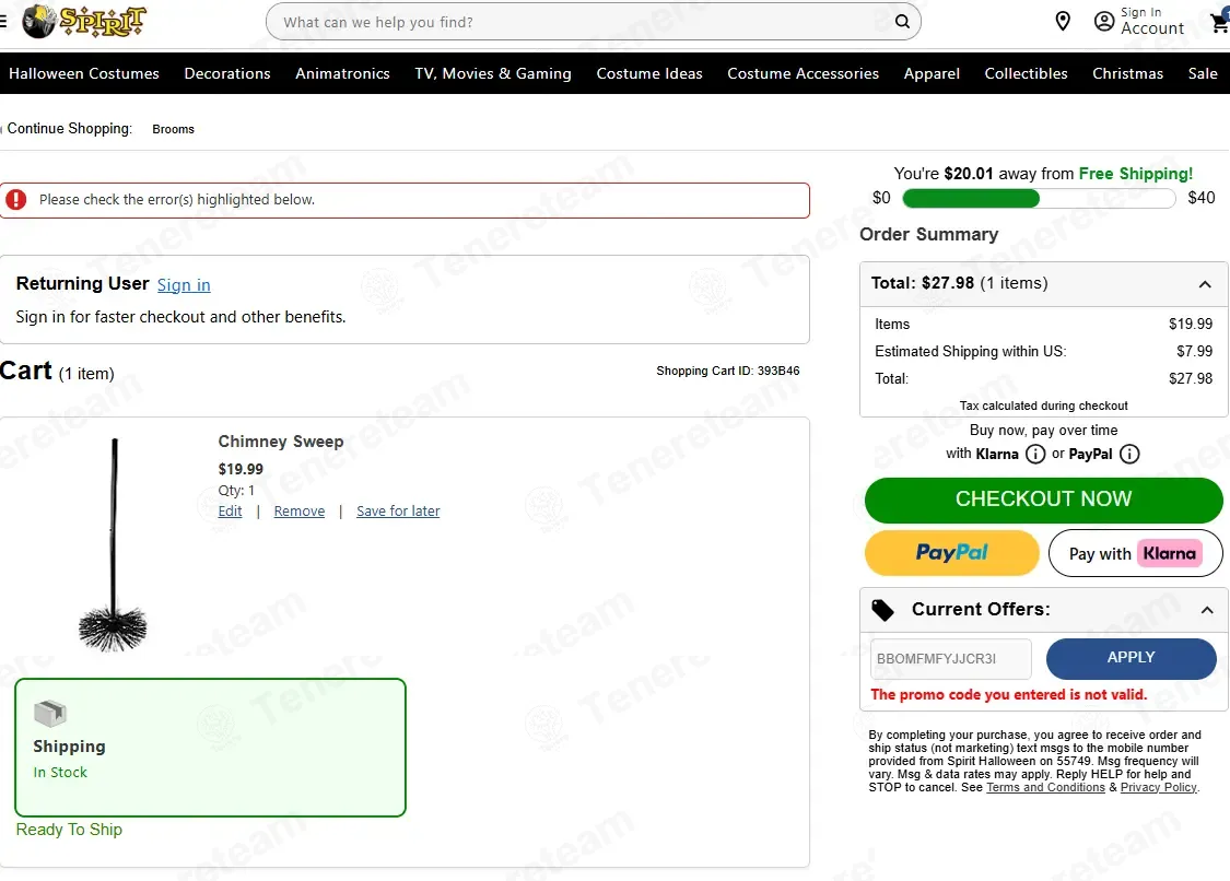 Spirit Halloween coupon code: 20% off with BBOMFMFYJJCR3I. Tested and valid as 1 month ago.