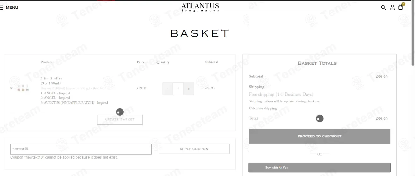 Atlantus Fragrances UK coupon code: 10% off with newtext10. Tested and valid as 3 months ago.
