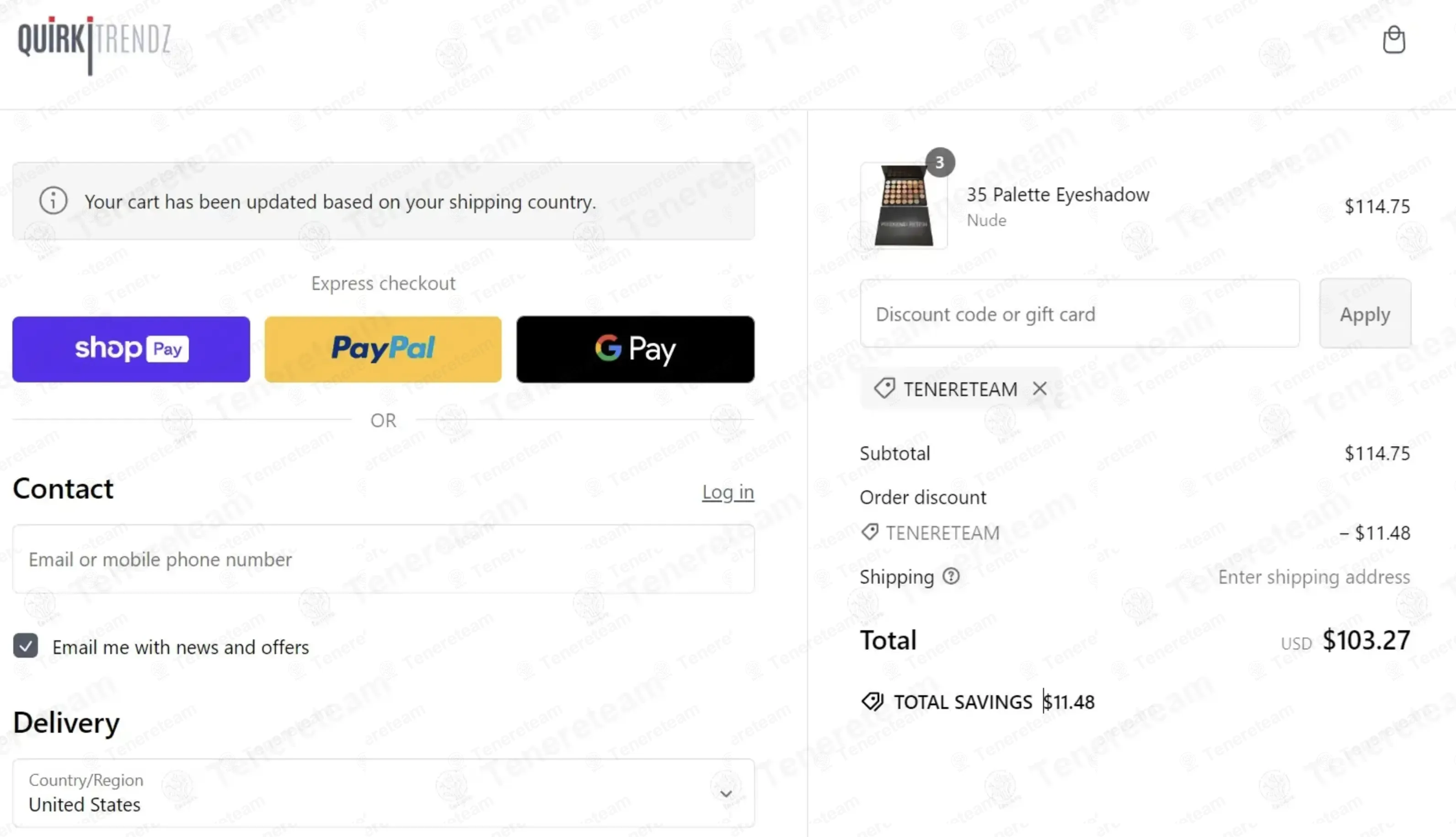 Quirki Trendz coupon code: 10% off with TENERETEAM. Tested and valid as 4 weeks ago.