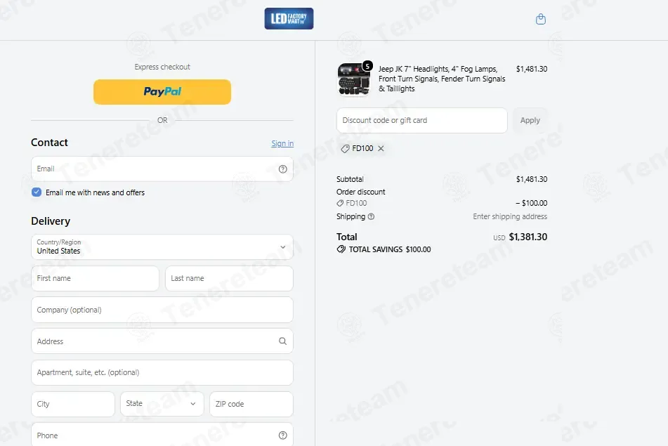 LED Factory Mart coupon code: $100 off with fd100. Tested and valid as 1 month ago.