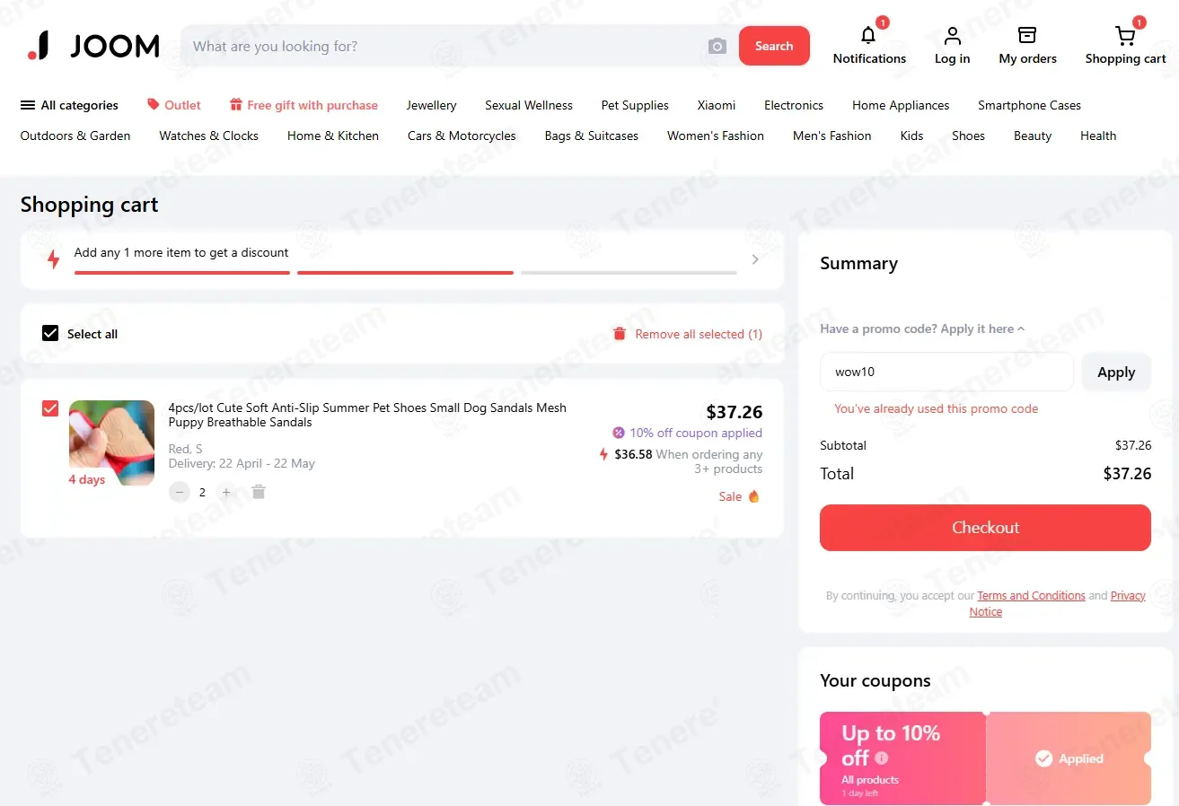 Joom coupon code: 10% off with WOW10. Tested and valid as 2 months ago.