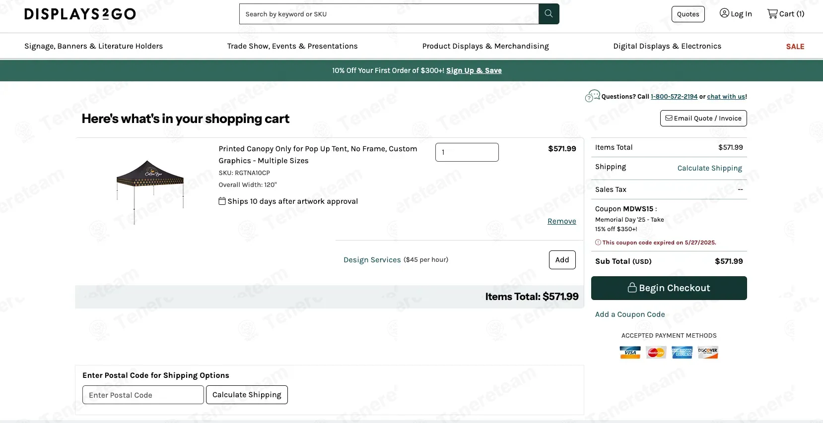 Displays2Go coupon code: 15% off with MDWS15. Tested and valid as 4 months ago.