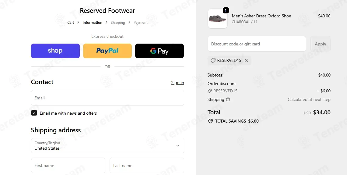 Reserved Footwear coupon code: 15% off with RESERVED15. Tested and valid as 1 month ago.