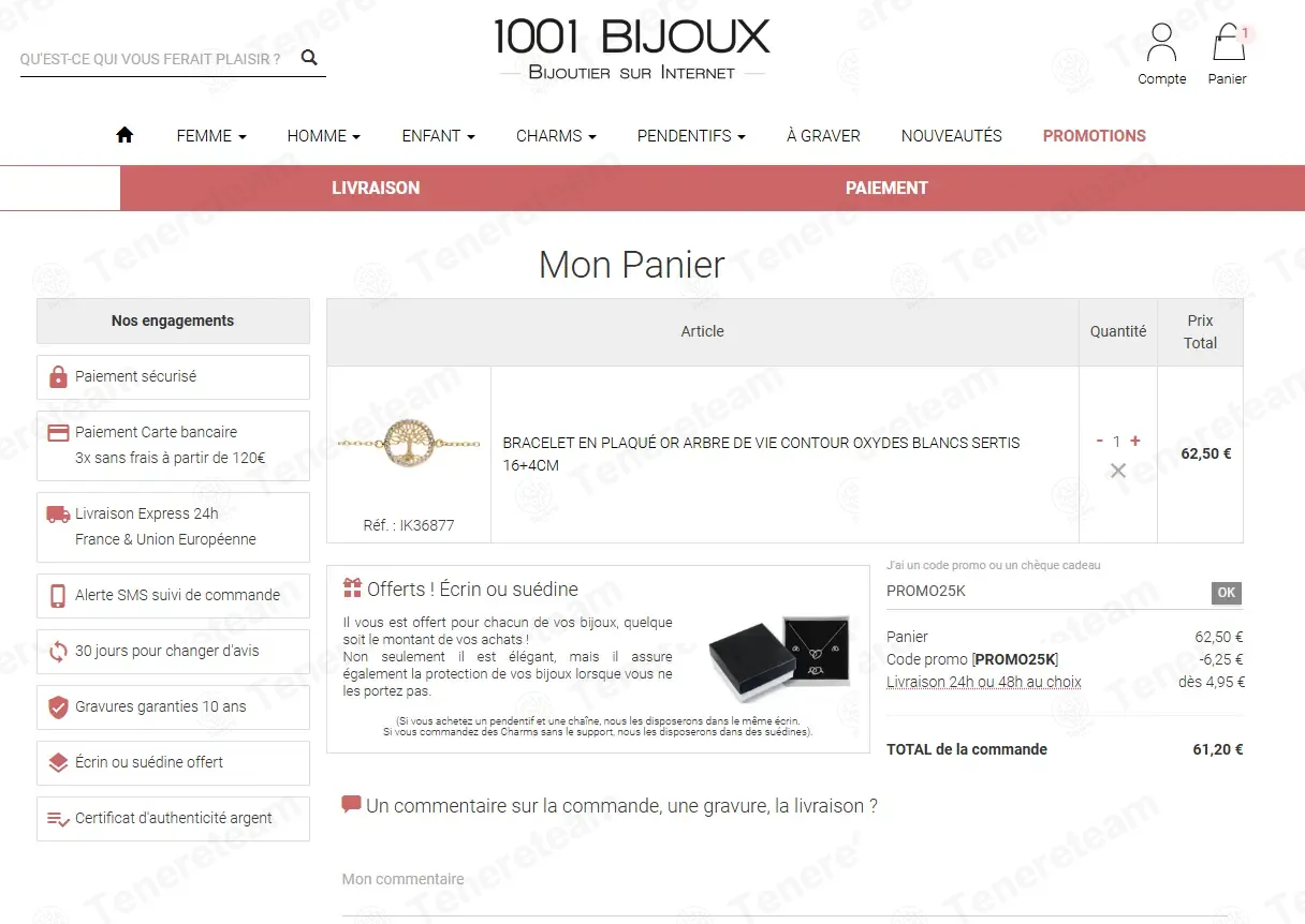 1001-bijoux FR coupon code: 10% off with PROMO25K. Tested and valid as 7 months ago.