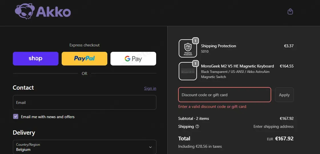 Akkogear coupon code: 20% off with 25BFCM. Tested and valid as 4 months ago.