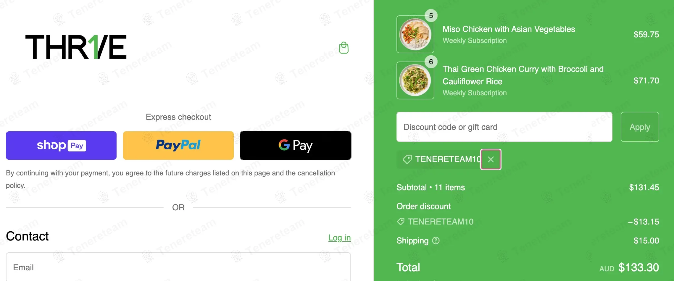 Thrive Meals coupon code verified as working at checkout