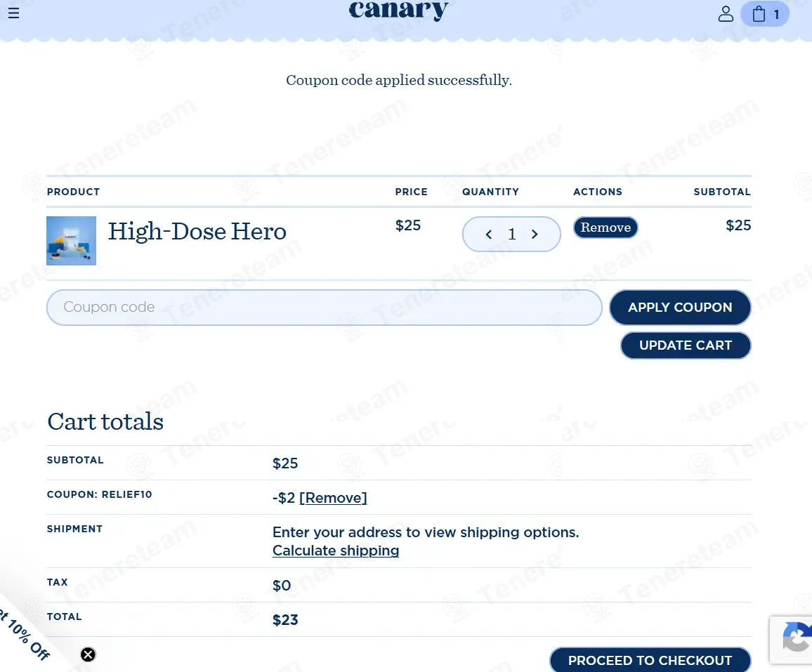 Canary Supplements coupon code: 10% off with RELIEF10. Tested and valid as 1 month ago.