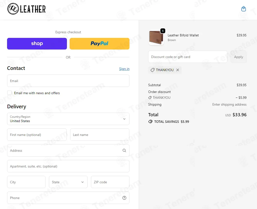 UC Leather Company coupon code: 15% off with THANKYOU. Tested and valid as 1 month ago.