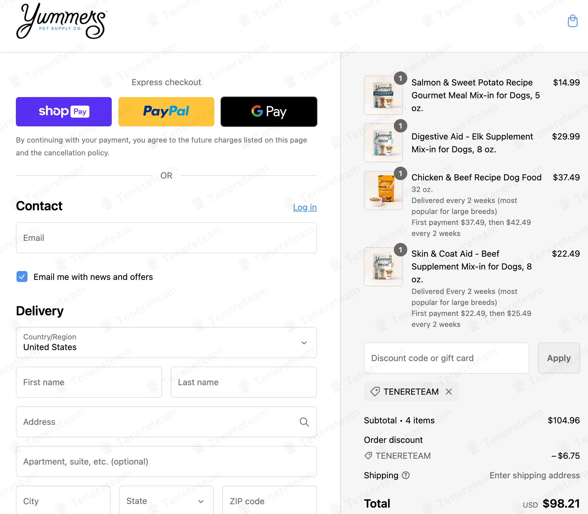 Yummers coupon code: 10% off with TENERETEAM. Tested and valid as 1 year ago.