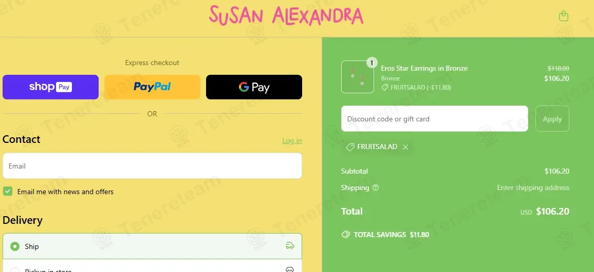 Susan Alexandra coupon code: 10% off with FRUITSALAD. Tested and valid as 1 year ago.