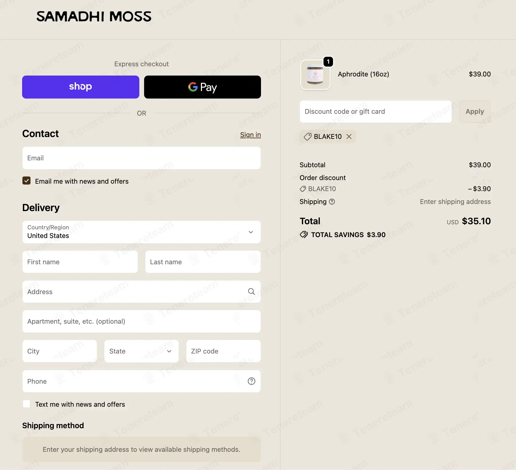 Samadhi Moss coupon code: 10% off with blake10. Tested and valid as 1 week ago.