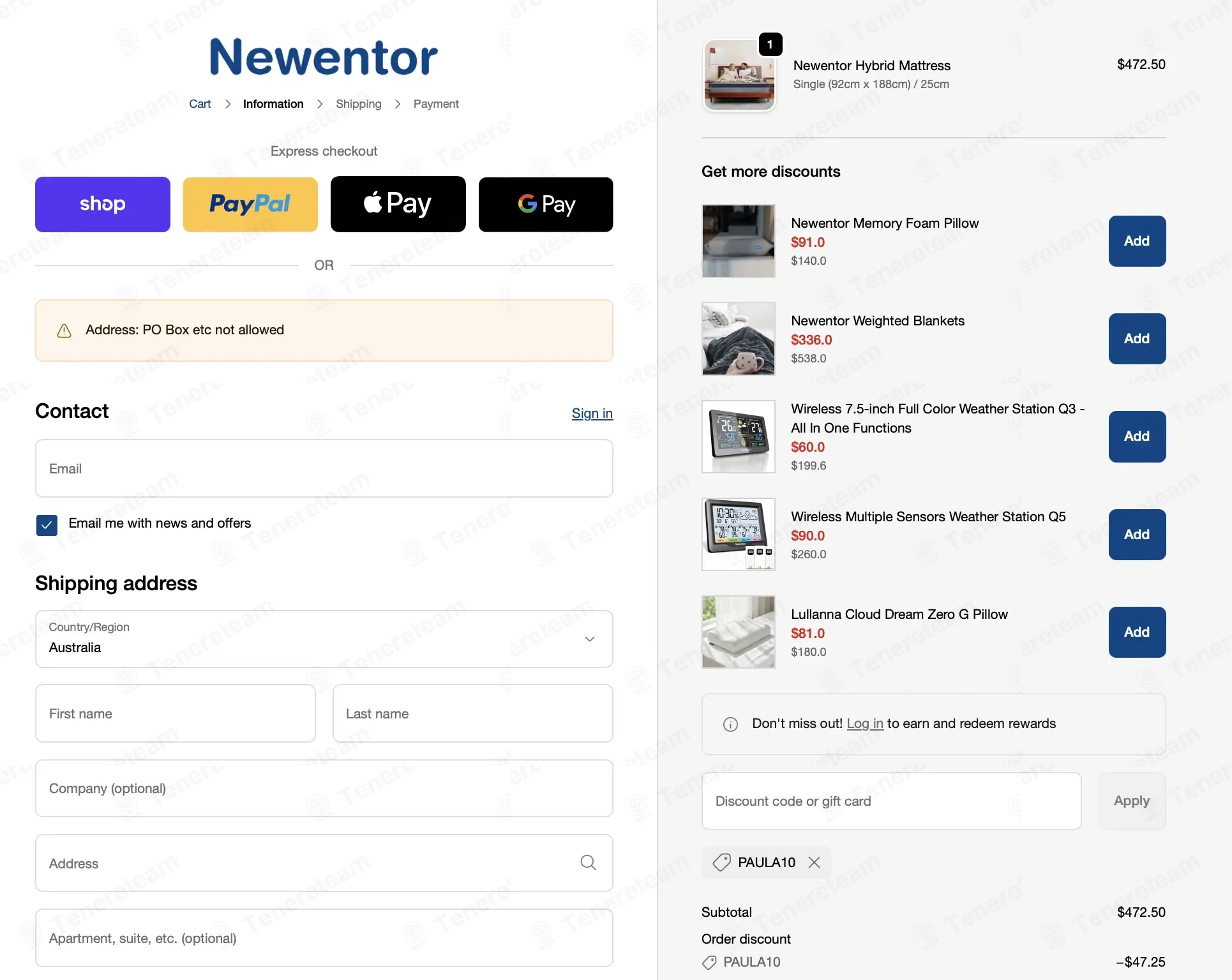 Newentor Australia coupon code: 10% off with PAULA10. Tested and valid as 3 weeks ago.