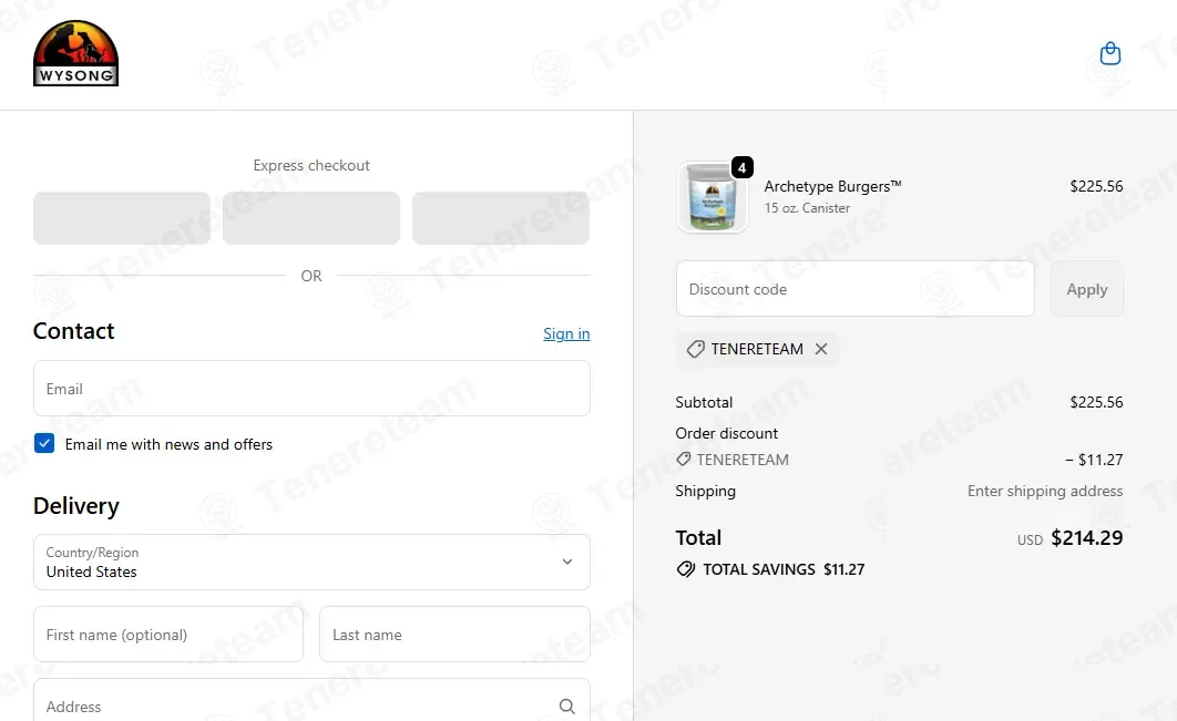 Wysong coupon code: 5% off with TENERETEAM. Tested and valid as 2 days ago.