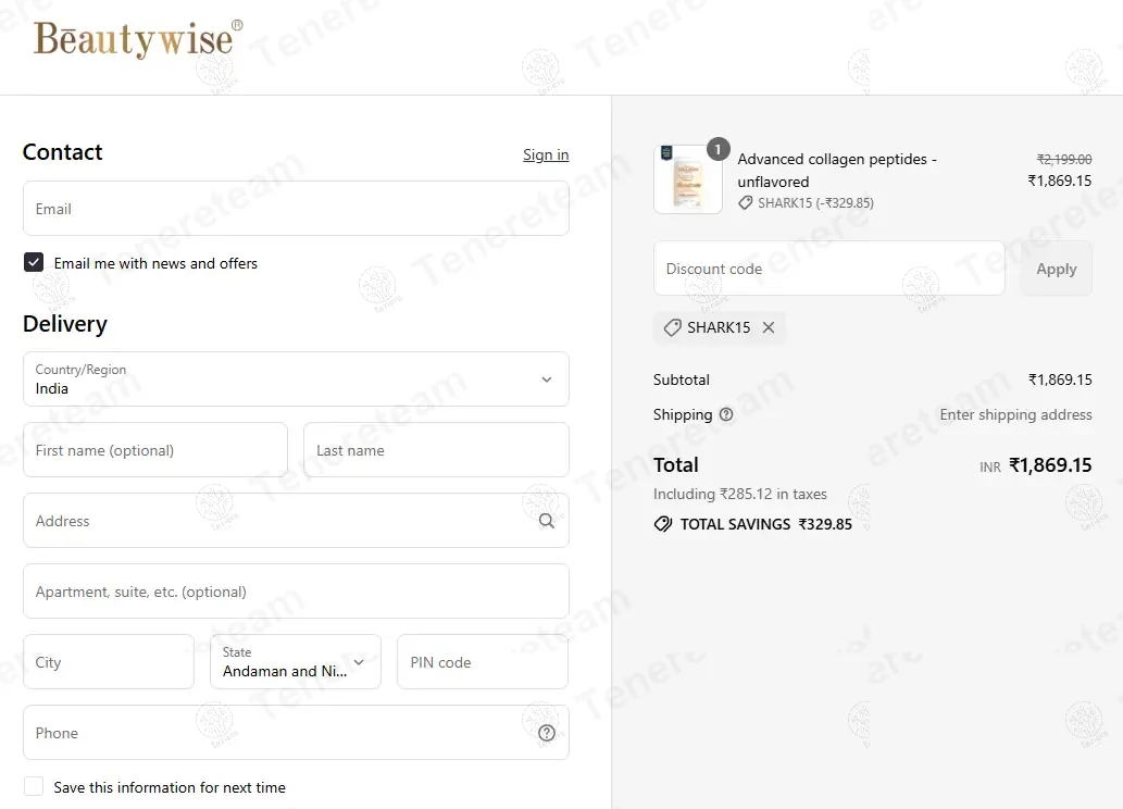 Beauty Wise IN coupon code: 15% off with SHARK15. Tested and valid as 10 months ago.