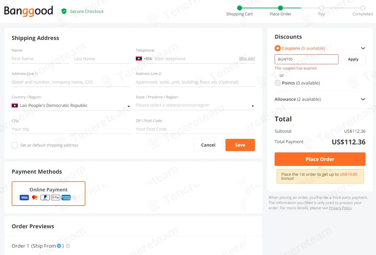 Banggood Southeast Asia coupon code: 5% off with BGWT05. Tested and valid as 4 months ago.