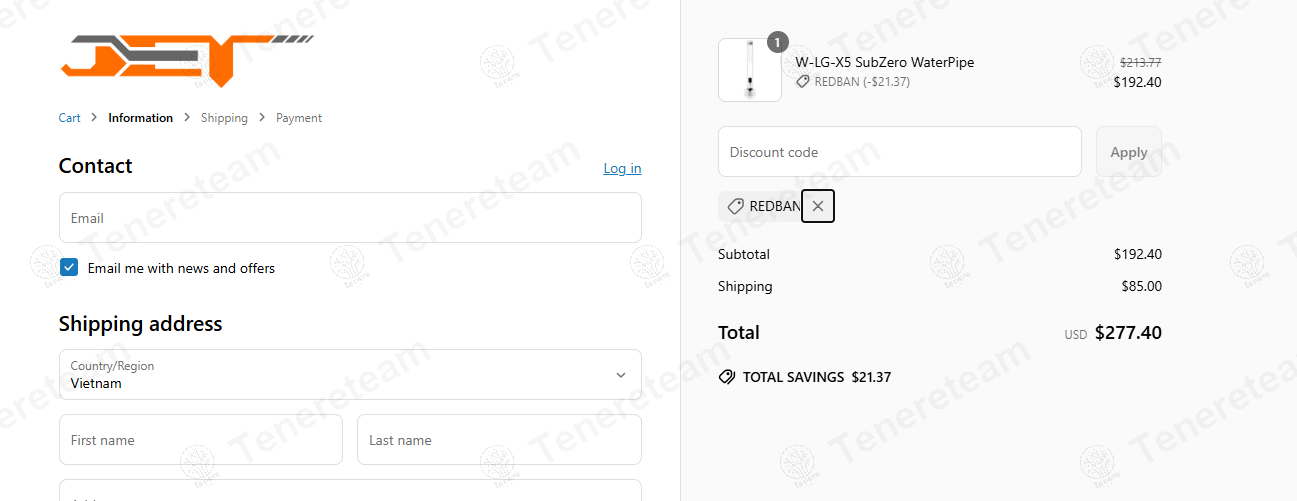 Jet Water Pipes coupon code: 10% off with REDBAN. Tested and valid as 1 year ago.