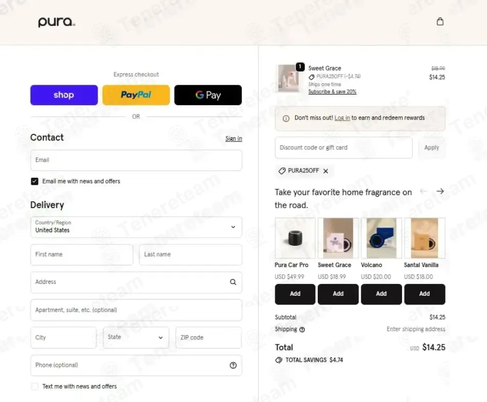 Pura coupon code: 25% off with PURA25OFF. Tested and valid as 2 weeks ago.
