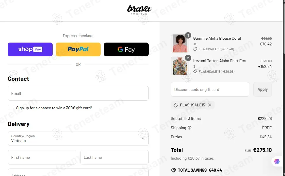 Brava Fabrics coupon code: 15% off with FLASHSALE15. Tested and valid as 1 year ago.