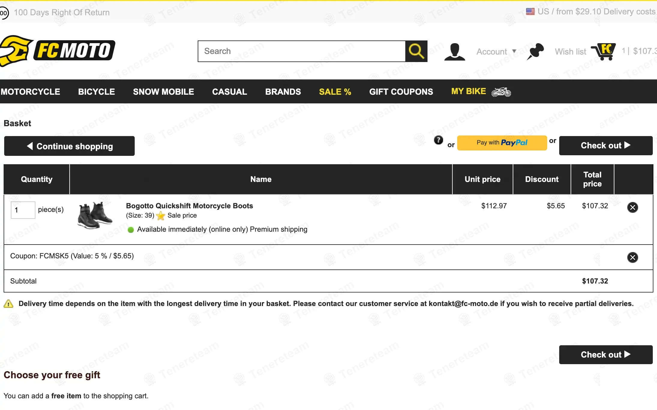 FC Moto US coupon code: 5% off with FCMSK5. Tested and valid as 1 year ago.