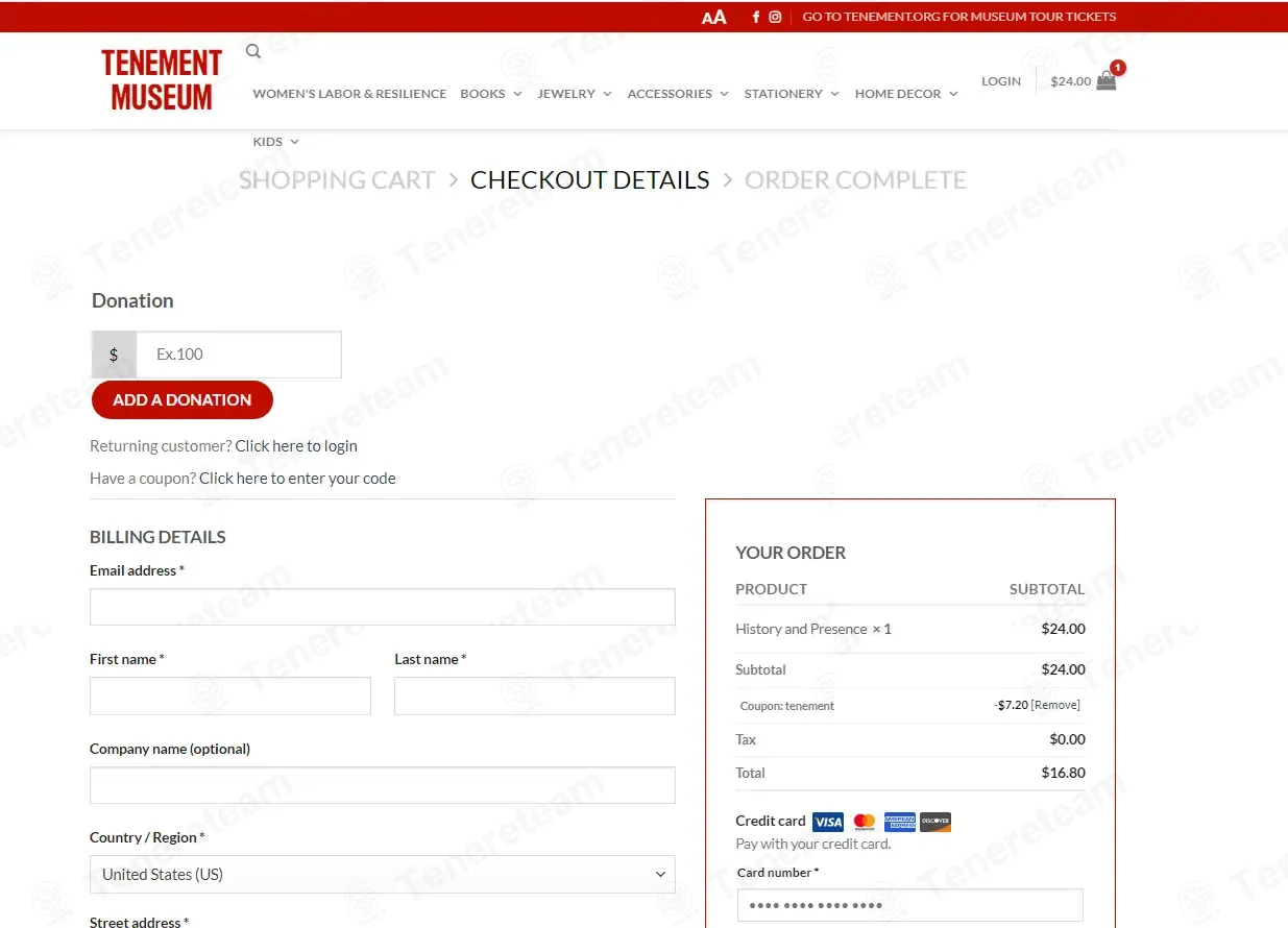 Tenement Museum coupon code: 30% off with TENEMENT. Tested and valid as 1 week ago.