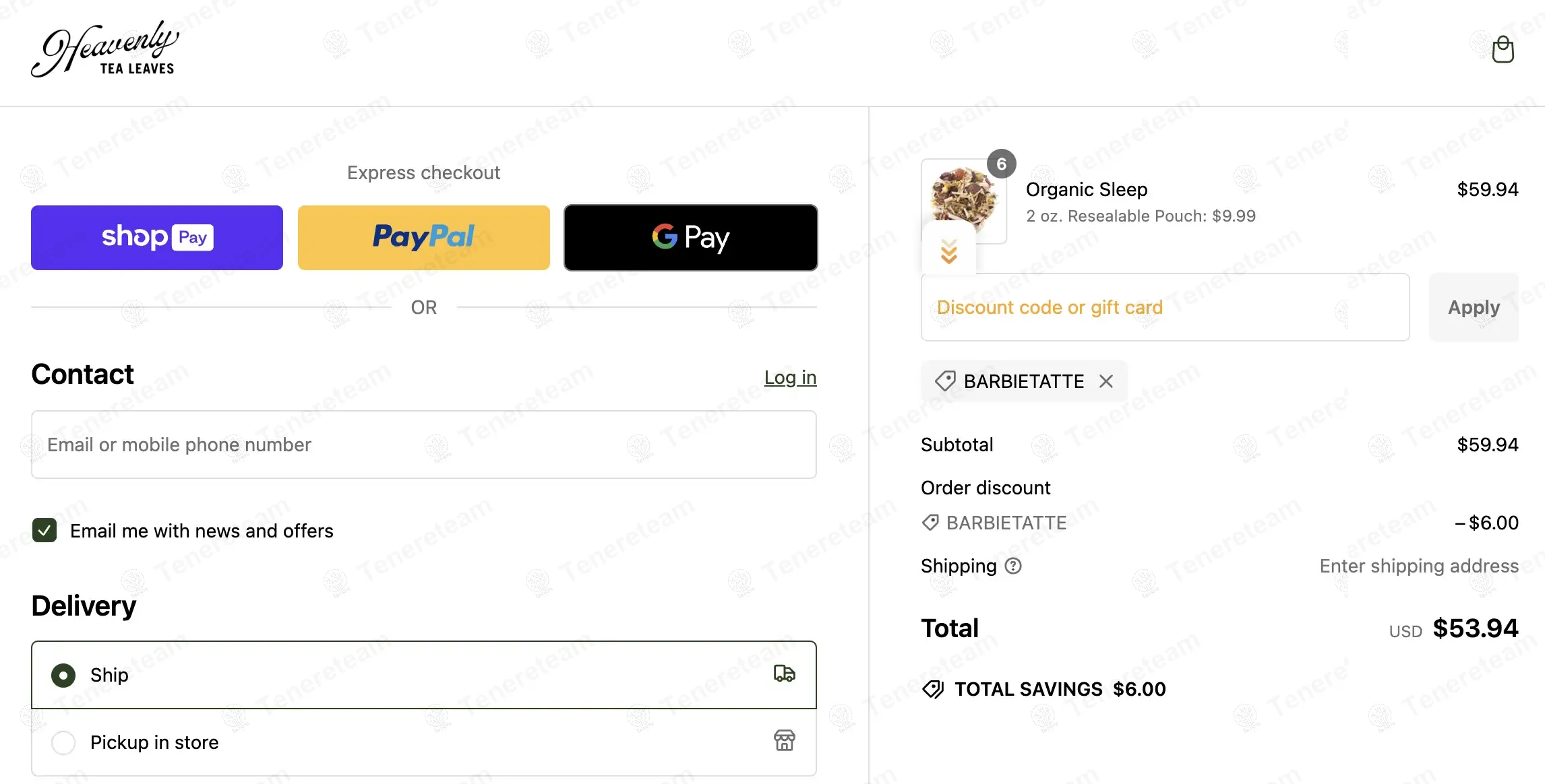 Heavenly Tea Leaves coupon code: 10% off with BARBIETATTE. Tested and valid as 11 months ago.