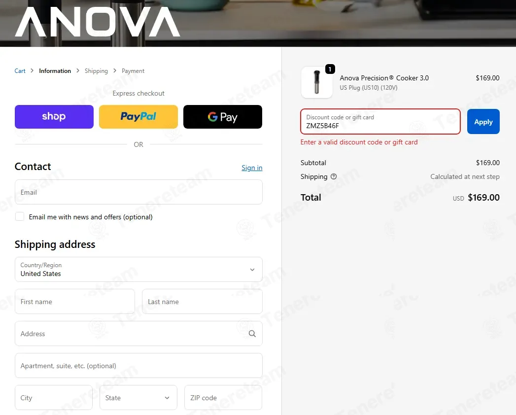 Anovaculinary.com coupon code: 10% off with ZMZ5B46F. Tested and valid as 1 month ago.